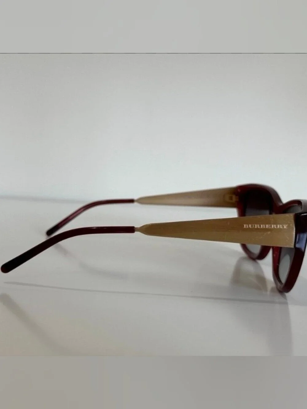 Burberry Brown Cat-Eye Sunglasses Frames with Gold Temples - No Lenses